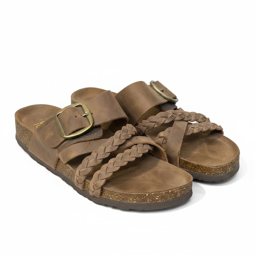 🪶 White Mountain Healing Leather Braided‎ Sandals 👡 Women’s 9M